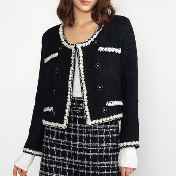 Jacey Black Double Breasted Jacket S/M - Picture 3 of 7